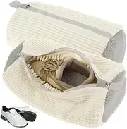 2PCS Shoe Cleaning Bag, Portable Reusable Shoe Bag for Washing Machine, Shoes Laundry Bag with Zipper, Sneaker Washing Bag, Shoe Cleaning Bag for All Shoe Types and Sizes (White)