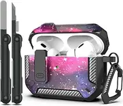 [MHYALUDO] for AirPods Pro 2nd Gen Protective Case with Cleaning Kit, Military Hard Case with Lock for AirPod Gen 2 Charging Case 2023, 2022,Starry Sky