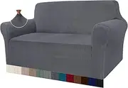 Granbest High Stretch Sofa Covers Universal Super Soft Loveseat Couch Jacquard Covers for Dogs Non Slip Furniture Protector Machine Washable (2 Seater, Gray)