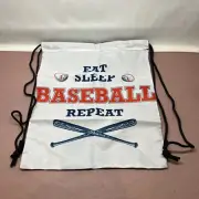 Red White And Blue Eat Sleep Baseball Repeat Drawstring Pack Beam Mouth BAG New
