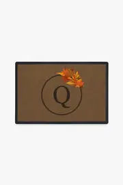 Harvest Leaves Monogram Q Doormat