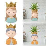 Face Flower Pot Resin Cute Face Planter Pot for Porch Flower Bed Balcony