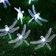 Dragonfly String Lights,KINGCOO 5M 20LED Dragonfly Solar Fairy Decorative Lights Birthday Party Wedding Christmas for Indoor Bedroom Outdoor Home Garden Summer Valentine's Day Decorations (Cool White)