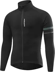 Oimzzr Men Long Sleeve Cycling Jersey Windproof MTB Bike Jacket Wind Coat Ycle Clothing Black XL