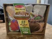 Melissa & Doug - FELT FOOD SANDWICH SET - 33 Mix' n Match Pieces ~ Ages 2+ - NEW