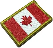[BR44] BP0002V11 Canada Country Flag Embroidered Patch Gold Border Uniform Kart Kimono, Hook Fasteners Attach to Tactical Hats and Gears