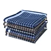 Mens 100% Soft Cotton Handkerchiefs Checker Pattern Gift Set 6 PCS