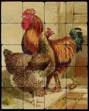 16x20 Partridge Cochins Kitchen Backsplash Mural Tumbled Marble Tiles