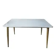 Design Square Modern Marble Effect Rectangular Dining Table 130cm - White & Gold