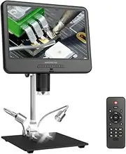 Professional Digital Microscope 12 Million Pixels IPS Touching Screen 50-1600X Magnification Soldering Microscope Picture Taking Video Recording Maintenance Workbench with LED Fill Light Compatible
