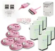 6X 4 USB PORT WALL ADAPTER+6FT CABLE POWER CHARGER PINK FOR IPHONE 4S IPOD IPAD