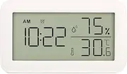 Thermometer Hygrometer Indoor with Alarm Clock, LCD Digital Thermometer, for Room, Living Room, Wine Cellar (White)