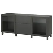 BESTÅ storage combination with drawers, dark grey Lappviken/Sindvik/Stubbarp dark grey, 180x42x74 cm