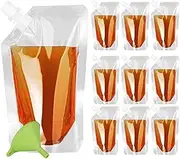 Reusable and Concealable Cruise Sneak Flask, Liquor Pouches Drinking Flasks Kit, Rum Runner Plastic Bags for Sneak Booze, BPA-Free (32OZ-10PCS+Funnel)