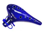 Woodnote Great 12 Holes Alto C Blue Ceramic Ocarina Flute+Bag+Fingering Chart
