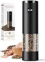 Salt and Pepper Grinder Set Electric Battery Pepper Mill Shakers kitchen Gadgets (1 Pack Black）
