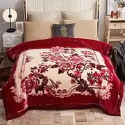 8.8 lbs Heavy Korean Mink Blanket 78"×90", Silky Soft and Warm, 2 Ply Reversible Raschel Bed Blanket,(200x230cm 4kg).
