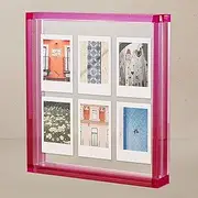 Elil Pink Polaroid Frame for Polaroid Film Fujifilm Instax Film Pink Polaroid Picture Frame 21.08 x 19.3 Collage Frame Family and Wedding Collage Picture Frames Double Glass Acrylic Floating Frame