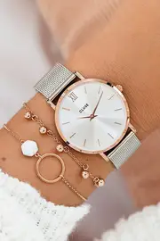 Minuit Mesh Rose Gold Silver Watch--CLS-0101203004