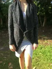 BNCI WOMENS OPEN FRONT DRAPE CARDIGAN JACKET SZ L BNWT FREE POST (H10)