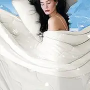 DOWNCOOL Cooling Comforter, White Cooling Comforter King Size, Cooling Duvet for Hot Sleeper, Breathable Summer Quilt, Lightweight Soft Q-Max>0.4 Arc-Chill Cool Comforter,106"X90"