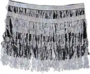 [FOMIYES] Sequin Skirt for Women Sparkly Tinsel Dance Hip Scarf Comfortable Belly Dancing Costume for Party Performance Festival Wear Mesmerizing Waist Chain Accessory