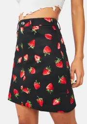 [Dangerfield] Strawberry Drill Mini Skirt
