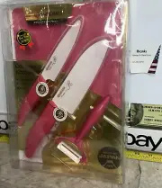 Kyocera Ceramic knife & Peeler Pink Kitchen Set Knife 9” 10.5” Cutting Board