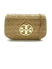 AUTHENTIC Tory Burch Reva Straw Clutch Bag