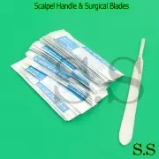 200 Surgical Scalpel Blades #24 Sterile Carbon Steel + 1 Scalpel Handle #4