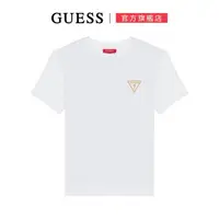 在飛比找momo購物網優惠-【GUESS】胸前刺繡倒三角小LOGO短T(兩色任選)