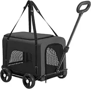 Rolling Cat Dog Carrier Puppy Stroller Removable Pet Carrier with Wheels Pet Travel Carrier for Road Trip Picnics, Black