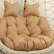 Basket Swing Egg Chair Cushion, Swing Egg Chair Cushion with Adjustable Pillow, Washable Hanging Hammock Chair Replacement Seat Thick Double Wicker Swing Cushions, 2-Seater Chair Pads(Apricot)