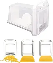 Cheese Slicer, 4 in 1 Food Chopper, Kitchen Gadget Cheese Storage with Handle Grater, Wire and Blade Attachments, Instant Fridge Storage, up to 2lb Blocks (White)