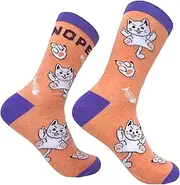 [Crazy Dog T-shirts] Women's Nope Cat Socks Funny Offensive Kitten Middle Finger Novelty Footwear