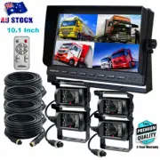 10.1" Caravan 4x Camera 4PIN Quad Monitor 12V/24V IR Reversing CCD Camera System