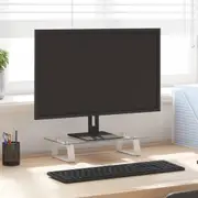 Monitor Stand Computer Riser Desktop Shelf Tempered Glass and Metal vidaXL