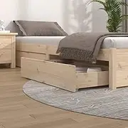 Solid Pine Wood Bed Drawers 4 Pcs, Easy-Glide Wheels, Space-Saving Storage Solution, Rustic Knot Finish, Fits Standard Height Beds, 95x57x18 cm, Home Organization