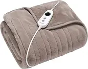 Dreamaker Faux Mink Electric Heated Throw Blanket 160x130cm Energy Efficient Heating Rug Reversible Plush Snuggle Overheat Protection Adjustable 9 Heat Settings Detachable Controller - Mocha Brown