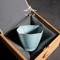 在飛比找ETMall東森購物網優惠-天青色汝瓷茶具品茗杯功夫茶杯個人專用單杯高端陶瓷正品汝瓷