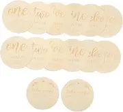 CIMAXIC Unique Milestone Cards 14pcs Lightweight Smooth Wooden Chips Birth Announcement Sign for Newborn Photos