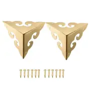 45x45x45mm Metal Box Corner Protectors Edge Guard, Brass Tone 2pcs