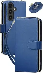 [HJZSZX] for Samsung A73 (5G) Leather Zip Wallet Phone Case Crossbody Lanyard Cover(for Samsung A73 (5G)/Blue)