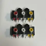 PCB Panel Mount 3 Port A/V RCA Connector (2 Pack) NOS