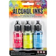 Tim Holtz Alcohol Ink .5oz 3/Pkg Dockside Picnic-Watermln/Citrus/Sailboat