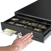 350T Heavy Duty Cash Register Drawer 16 Inch, Heavy Gauge Steel, 4 Bills & 8 Coins Tray, Push Open, Manual Open