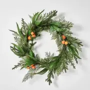 26" Wreath with Red Ribbon Threshold w/ Studio McGee Xmas Fall