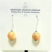 Sterling Silver Natural SUNSTONE Gemstone Dangle Earrings #6093...Handmade USA