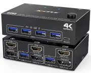 USB 3.0 Dual Monitor KVM Switch HDMI+Displayport