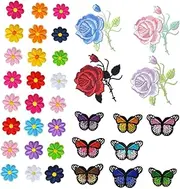 Gadpiparty 36Pcs DIY Repair Embroidery Patches Butterfly Flower Design for Bag Clothing Shoes and More Skin Friendly Durable Easy to Apply